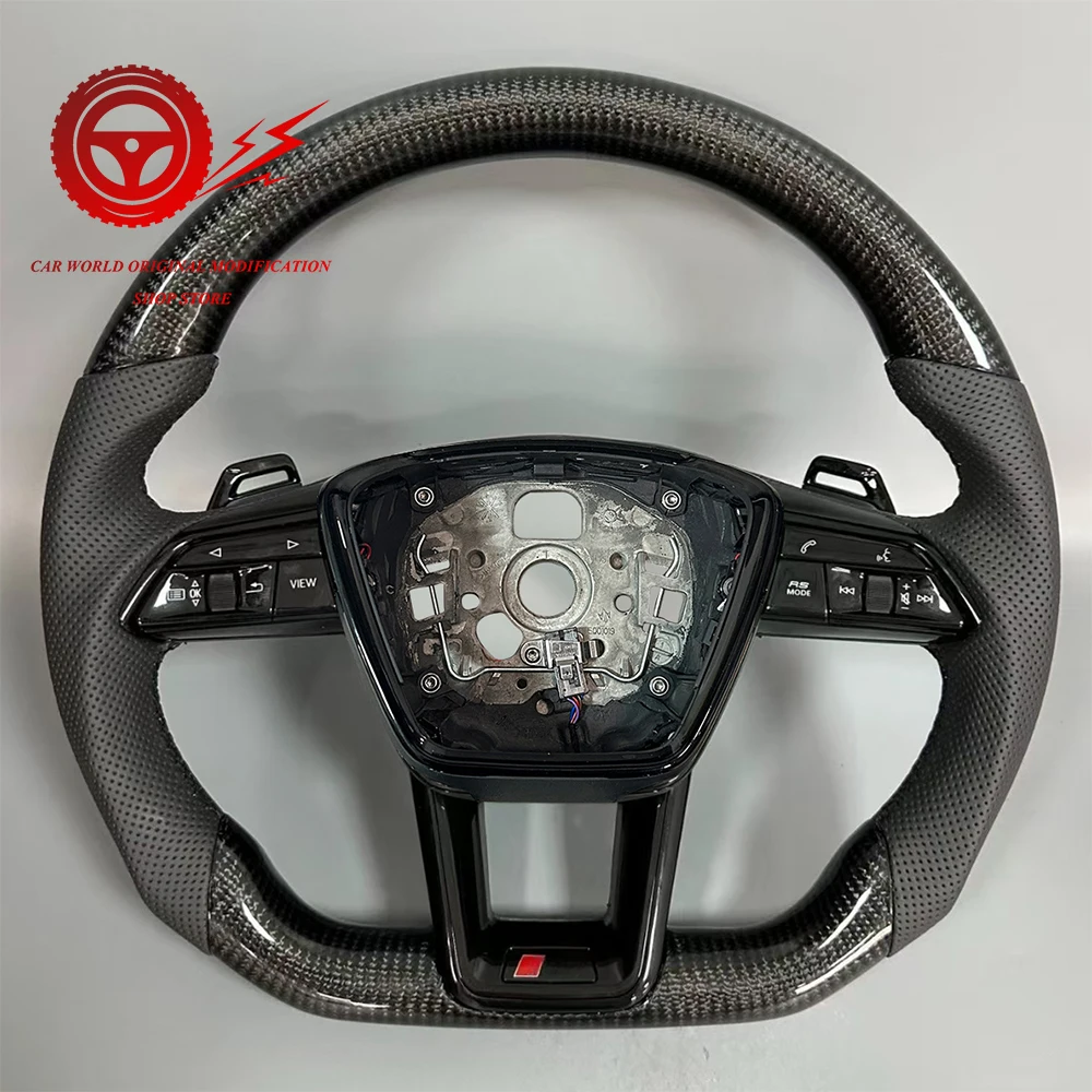 

For Audi A6 RS6 C8 Upgraded And Modified Semi Perforated Carbon Fiber Flat Bottomed Sports Steering Wheel