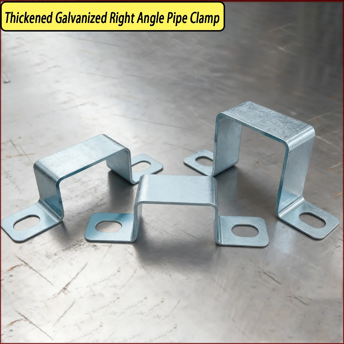 

Thickened Galvanized Right Angle Pipe Clamp - U-Shaped Saddle Horse Riding Clip Square Holder Anti-Vibration Fixing Bracket