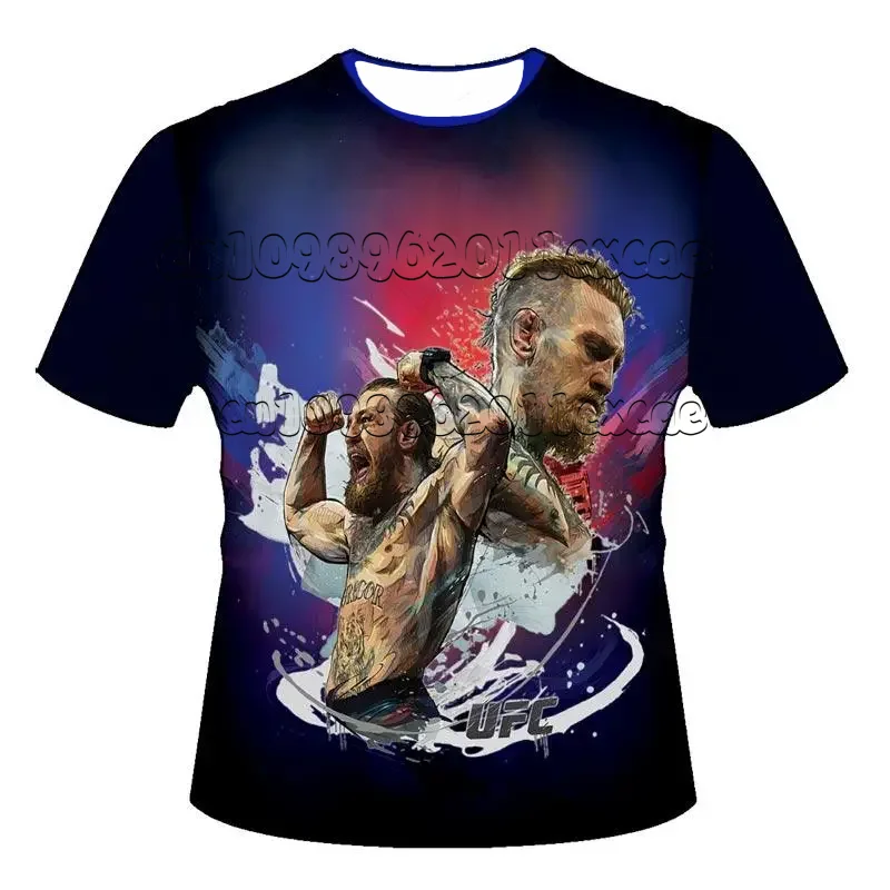 

25/26 Hot Selling UFC Short Sleeved 3D Printed Men's Training Sports Sweatshirt Adult and Children's Plus Size Casual T-shirt
