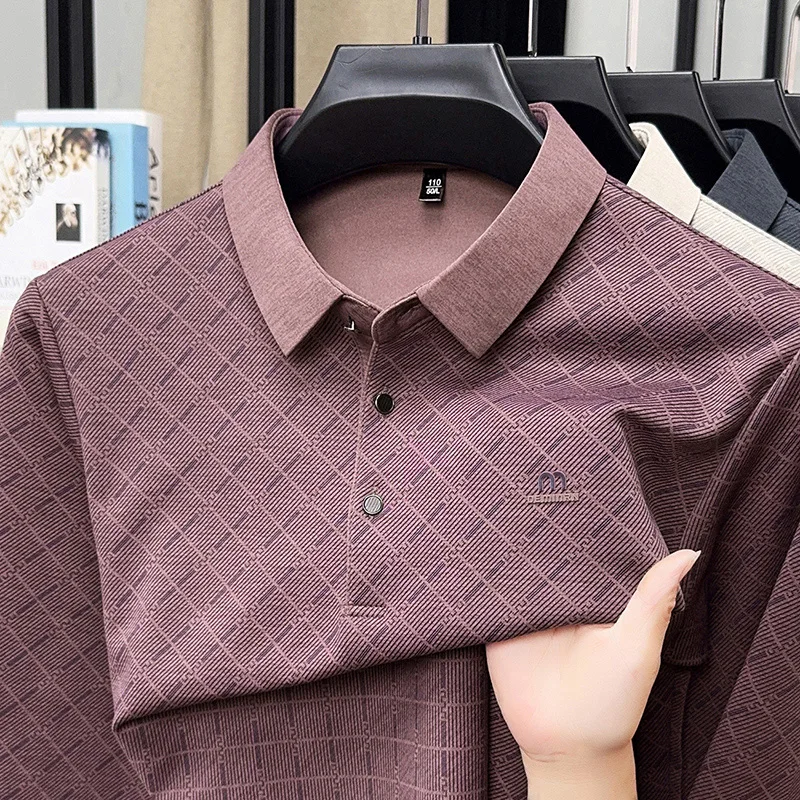 قميص بولو رجالي مطبوع عالي الجودة مع تقنية صنفرة الخريف والشتاء، ملمس جيد لليد، بلوزة عصرية بأكمام طويلة #4
