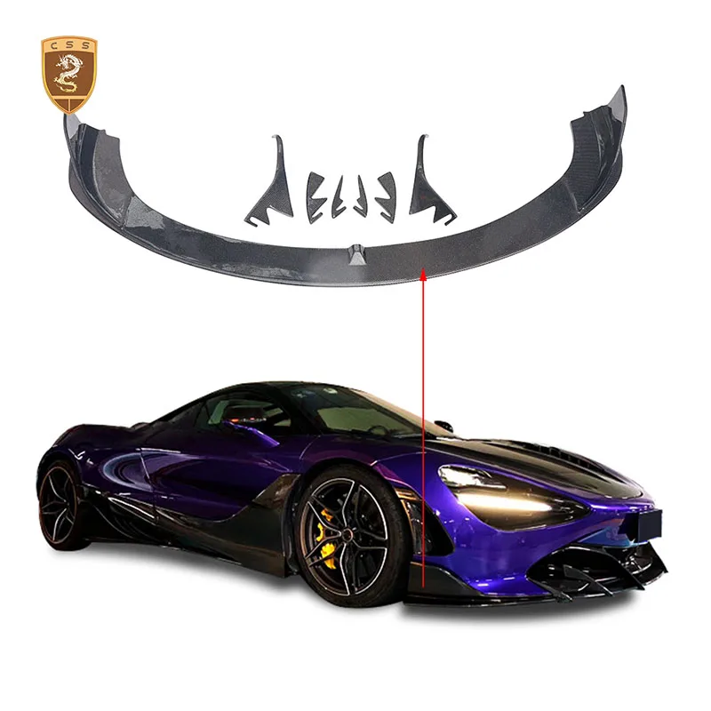

TopC Style Car Front Bumper Lip Spoiler Splitter Chin Spoiler Guard For Mclaren 720S Dry Carbon Fiber Look Body Kit