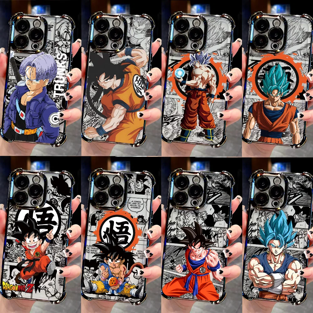 Plating Phone Case For Samsung S26 S25 S24 S23 S22 S21 S20 FE Note20 Edge Plus Ultra 4G 5G Airbag Cool Goku Anime Dragons Balls