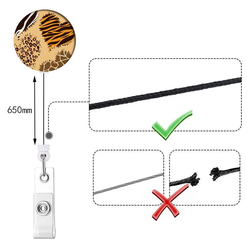 Leoparden-Kartenhalter mit horizontaler einziehbarer Schnalle, Business-Abzeichenrolle, Clip für Damen, Kartenhalter, Ärzte, Krankenschwestern, Hängen Sie Zertifikate – Detail 4