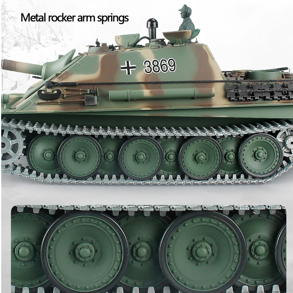 Henglong 3869 niemiecki Model pojazdu przeciwpancernego Jagdpanther metalowy czołg konkurencyjny Model symulacja elektryczna zdalnego sterowania