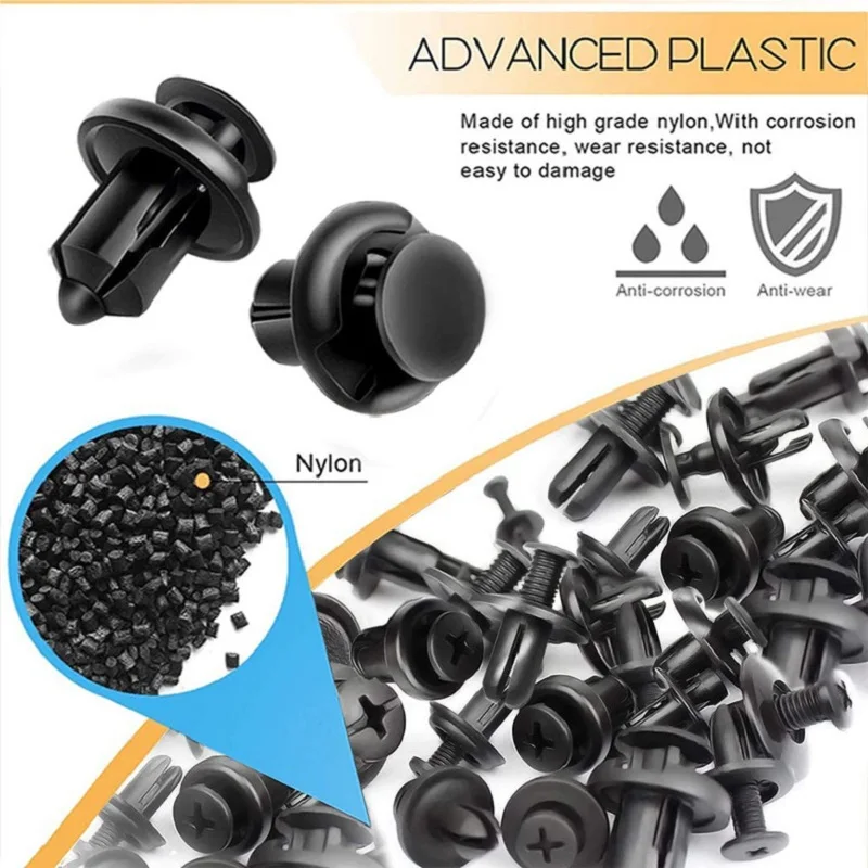 ชุดคลิปเข็มขัดรถยนต์แบบผสมหมุดย้ำแบบกดตัวรถชุดอุปกรณ์ยึดขอบประตูกันชนคลิป Paku Keling plastik สำหรับรถยนต์