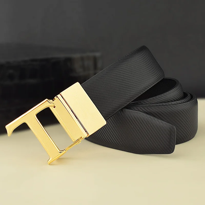 High Quality Personality T Letter Men's Fashion Leather Designer Belt Young Students Luxury Famous Brand White Ceinture Homme