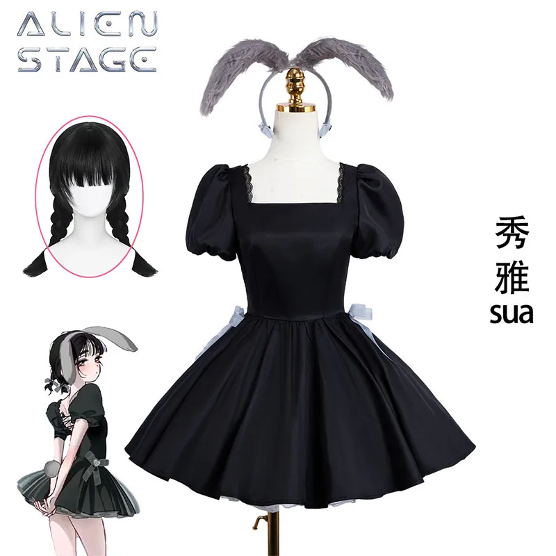 3eme-sua-cosplay-anime-alien-scene-costume-sua-lapin-robe-noire-tenue-robe-en-satin-halloween-fete-bouffee-tutu-jupe-vetements