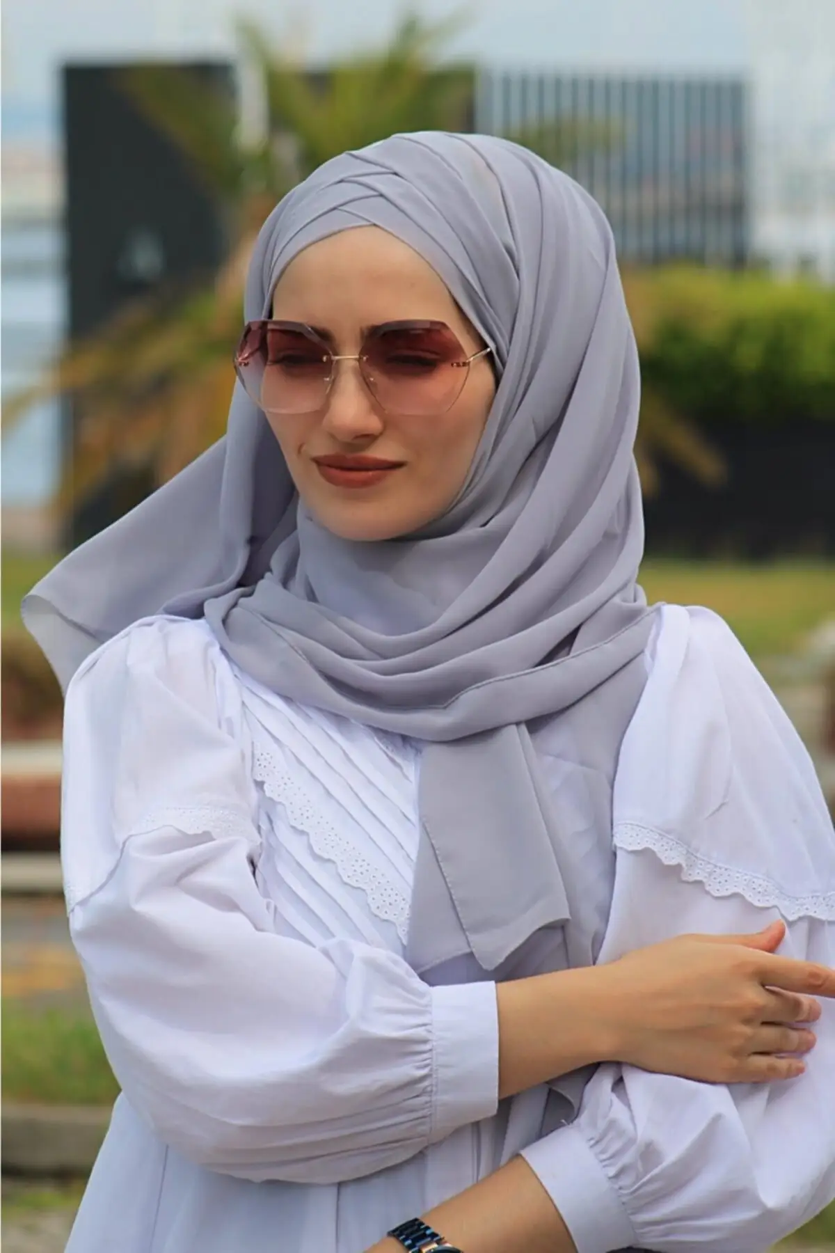 Tri Band Wrap (READY MODEL) Women hijab shawl color muslim hijap scarf hijab black white blue modern