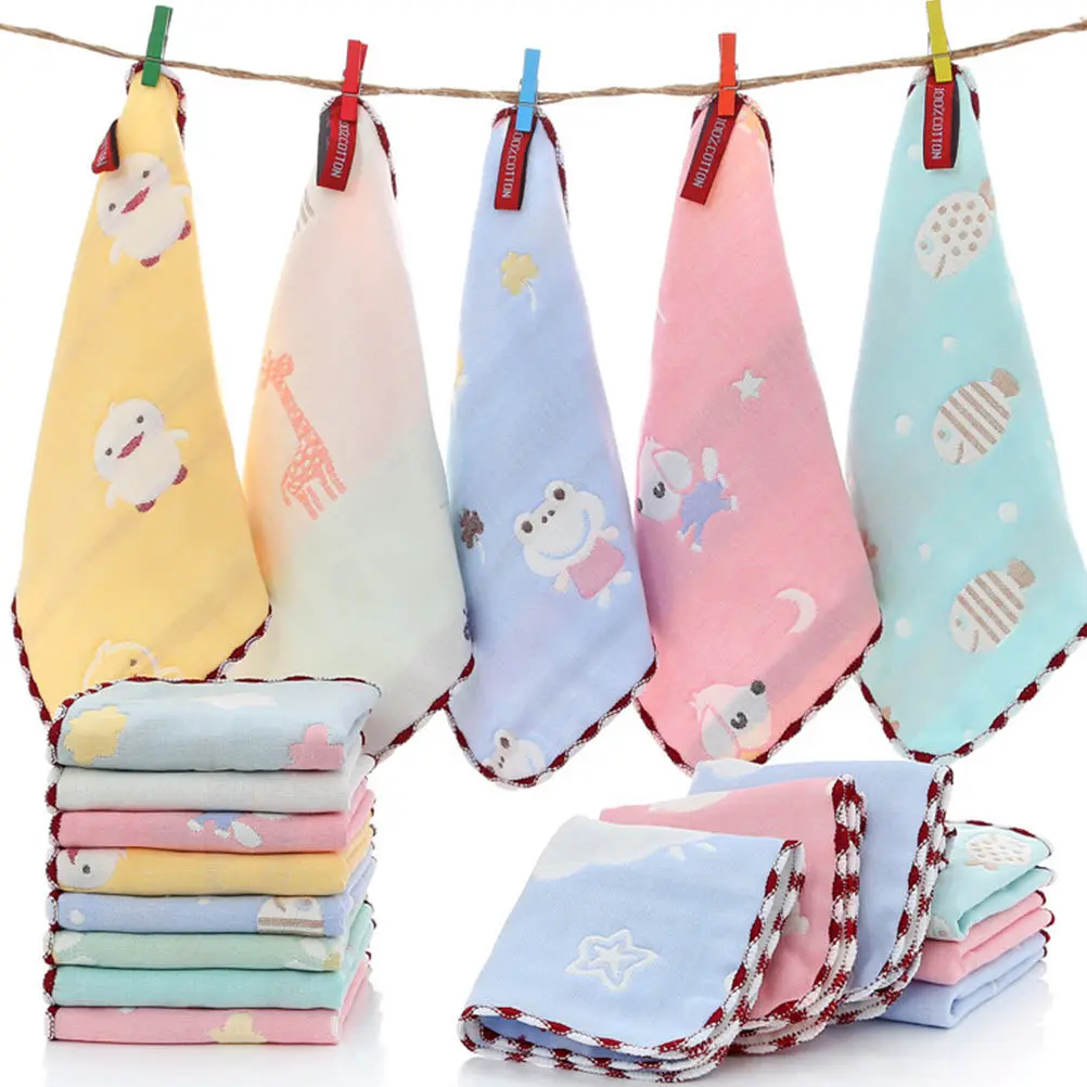 

5pcs Pure Cotton Small Square Towel 100% Cotton Gauze Washable Reusable Soft Absorbent Baby Hand Wiping Towel For Kids Face