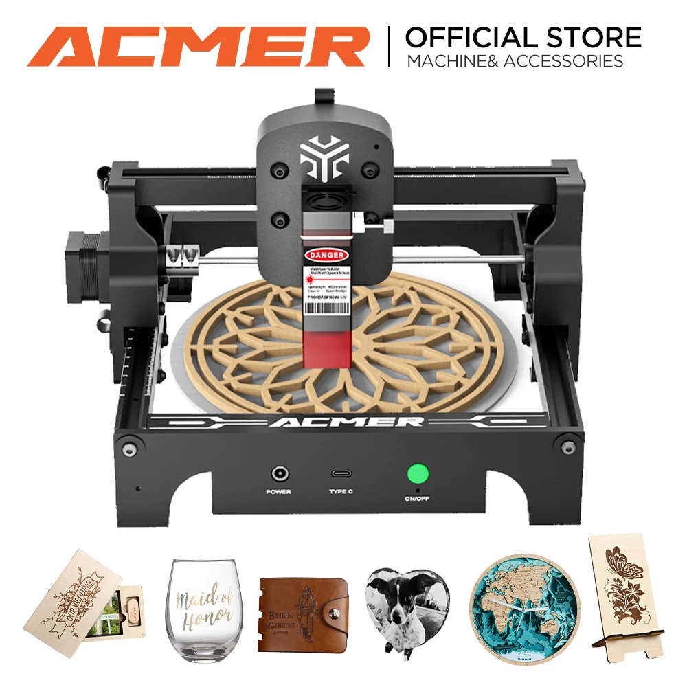 

Acmer S1 2.5W/3.5w/6W mini laser engraver 445 ± 5nm blue diode suitable for engraving cutting and plywood acrylic Woodworking