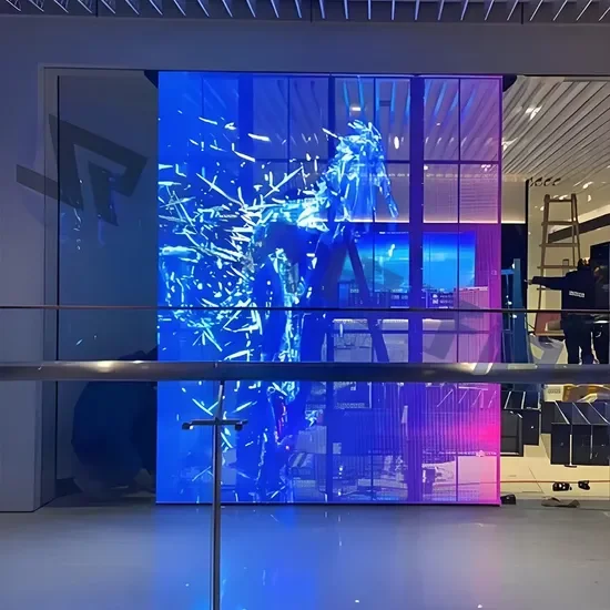 LED Şeffaf Ekranlar, Çıplak Gözle Görülebilen 3D Ekranlar ve Akıllı Işık Direkleri Tam Renkli HD Reklam Ultra İnce Cam Duvar Etkinlik Ekranı L