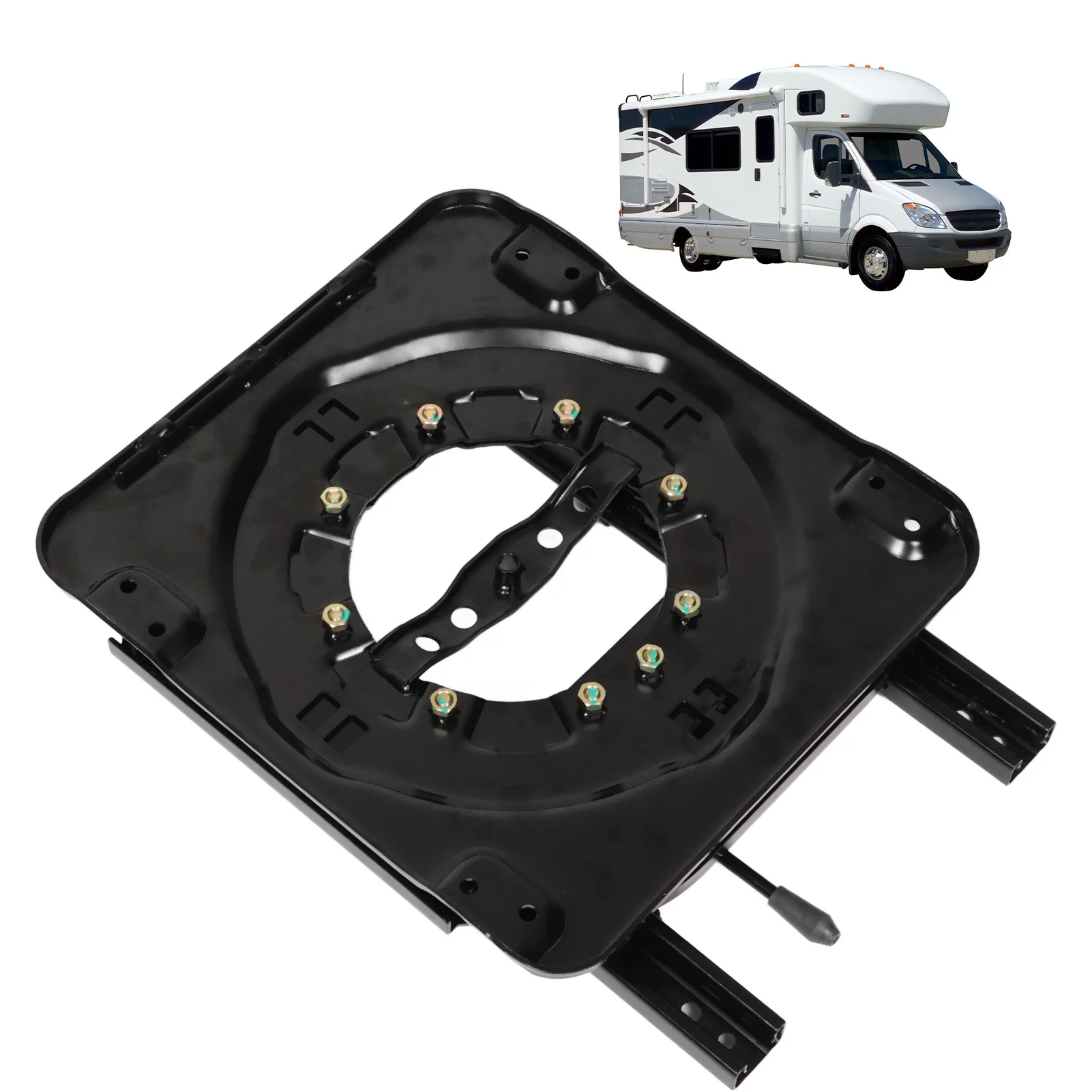 

RV Seat Swivel Base Heavy-Duty Swivel Base 360° Rotation with Slide Rail for RV Commercial Vehicle Engineering Vehicles