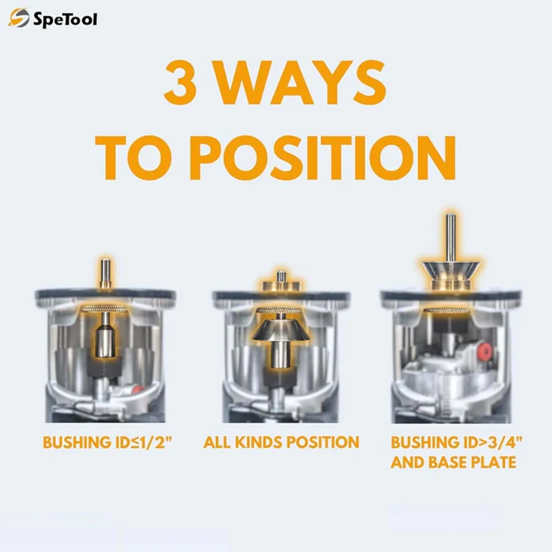 SpeTool O06002 10-Piece Brass Router Template Guide Set Porter Cable-Style Bushing Kit with Centering Pin, Cone & Aluminum Case