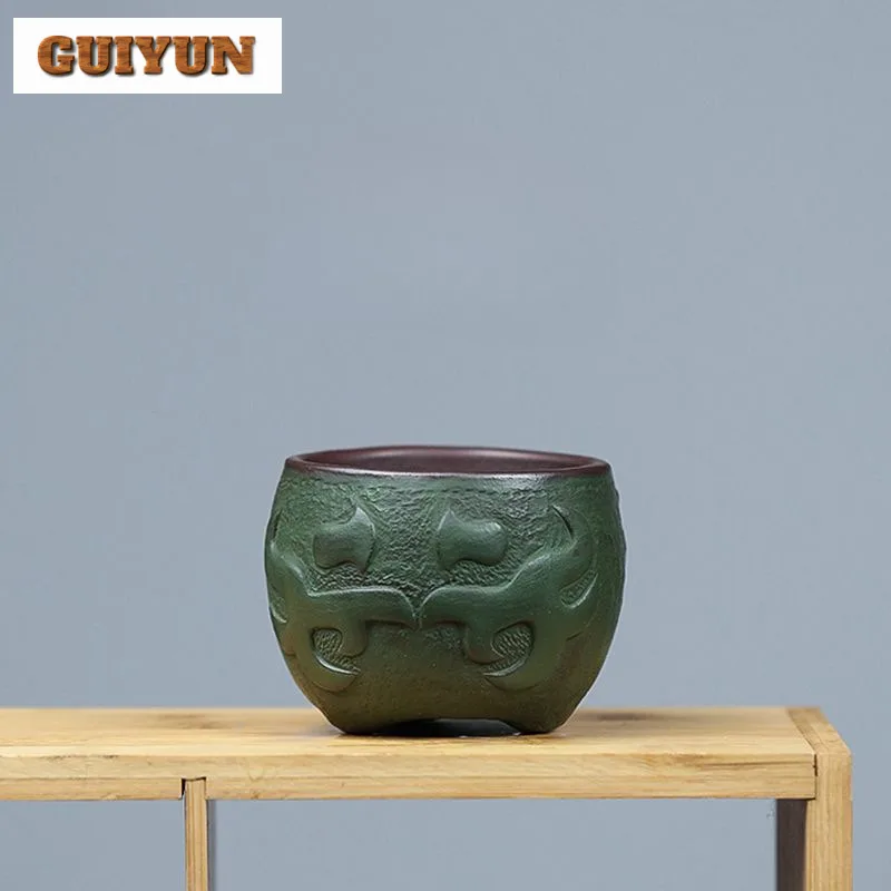 150ml Retro Purple Clay Tea Cups Teaware Accessories Yixing Raw Ore Green Muf Teacups Tea Bowl Chazhan Customized Zisha Teaset