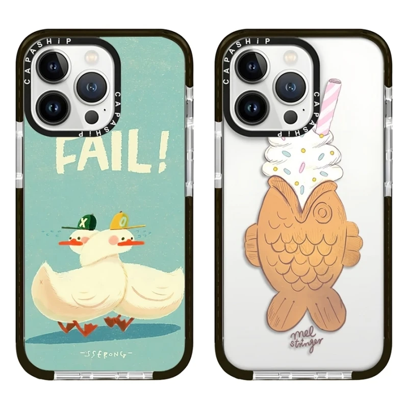 Dumb Cute Hat Ducks Ice Cream Pisces Case For iPhone 15 14 13 12 11 Pro X XS XR Max 7 8 Plus SE Soft TPU Shockproof Back Cover