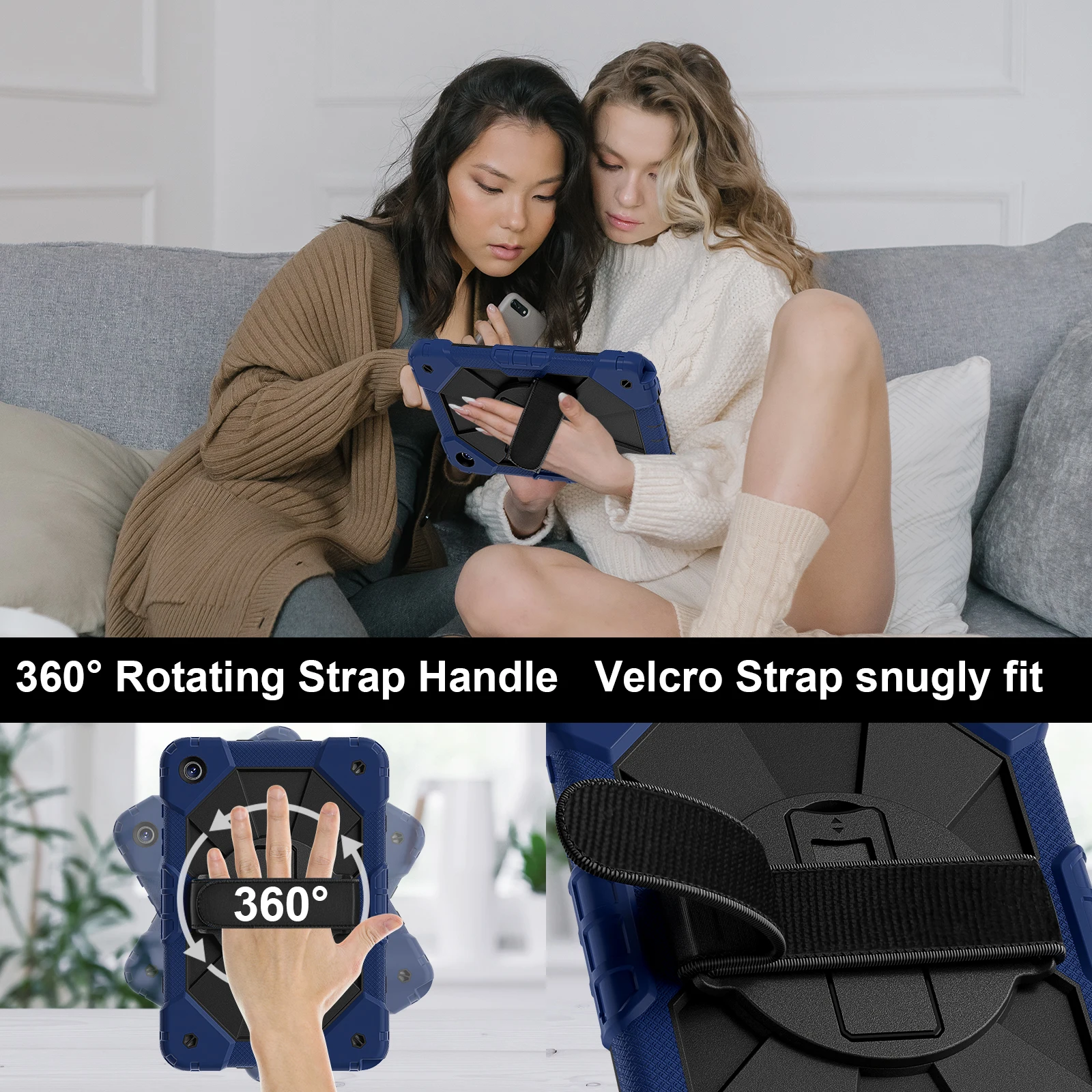 حافظة بحامل دوران 360 درجة لهاتف سامسونج تاب A9 بلس A9+ حافظة تابلت بمسند مقاوم للصدمات مع غطاء صلب بمقبض