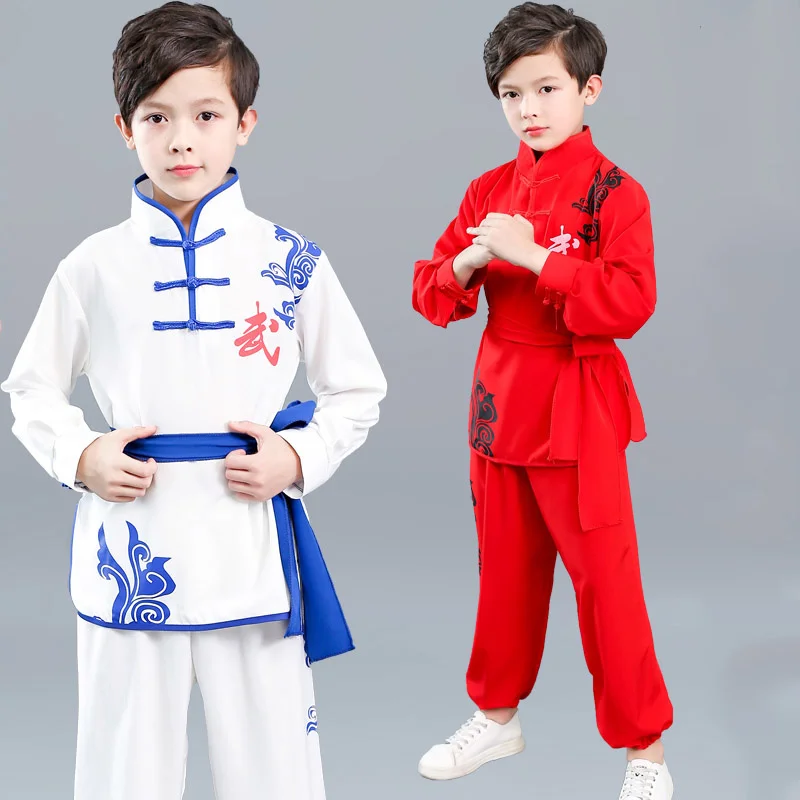 Traditionelles chinesisches Wushu Kostüm für Jungen Mädchen Kind Tai Chi Kung Fu Uniformen kurze Langarm Kostüme Kampfkunst Outfit