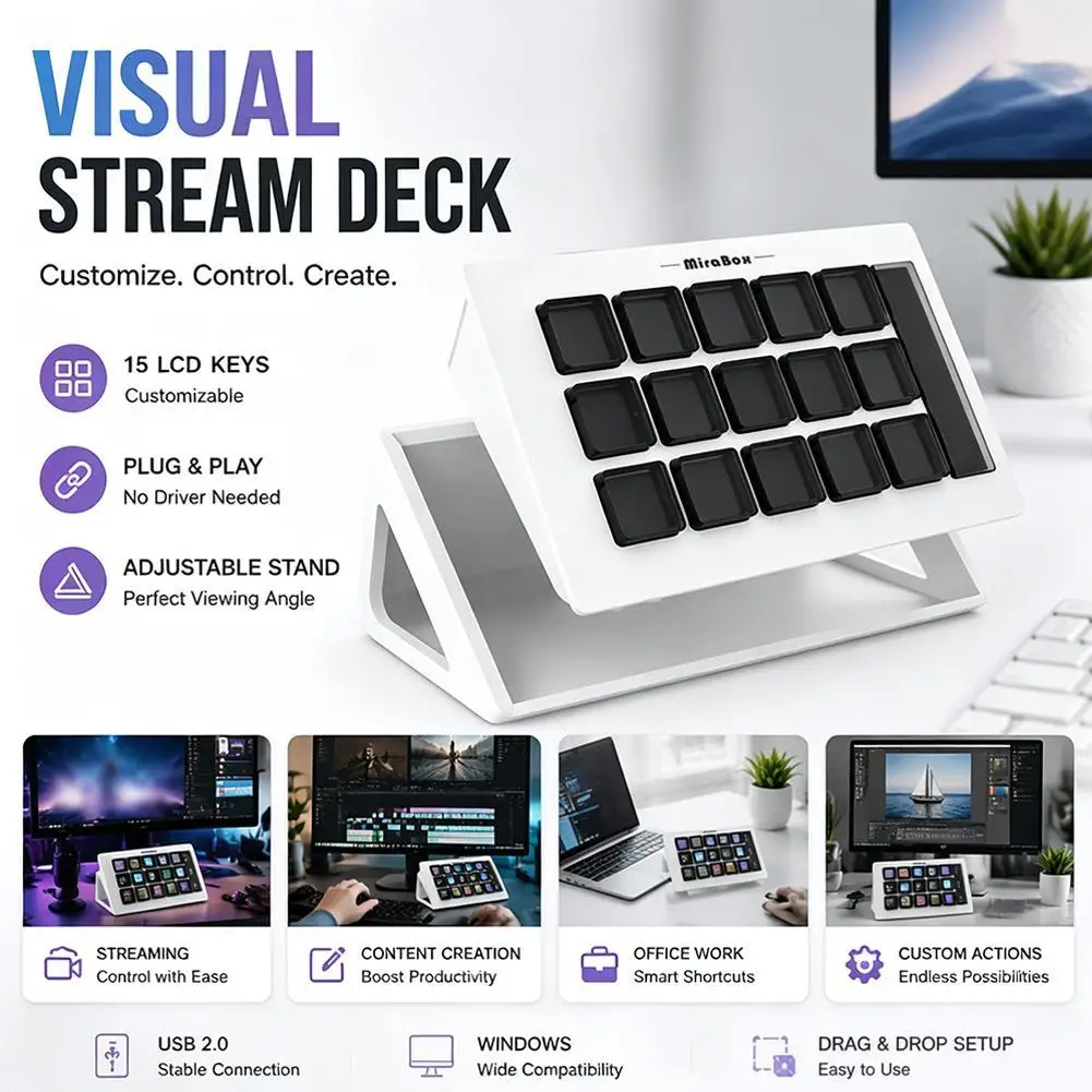 Visually Customizable Keyboard For The HSV293S Stream Controller Compact And Versatile Layout Customizable Icons And Shortcuts