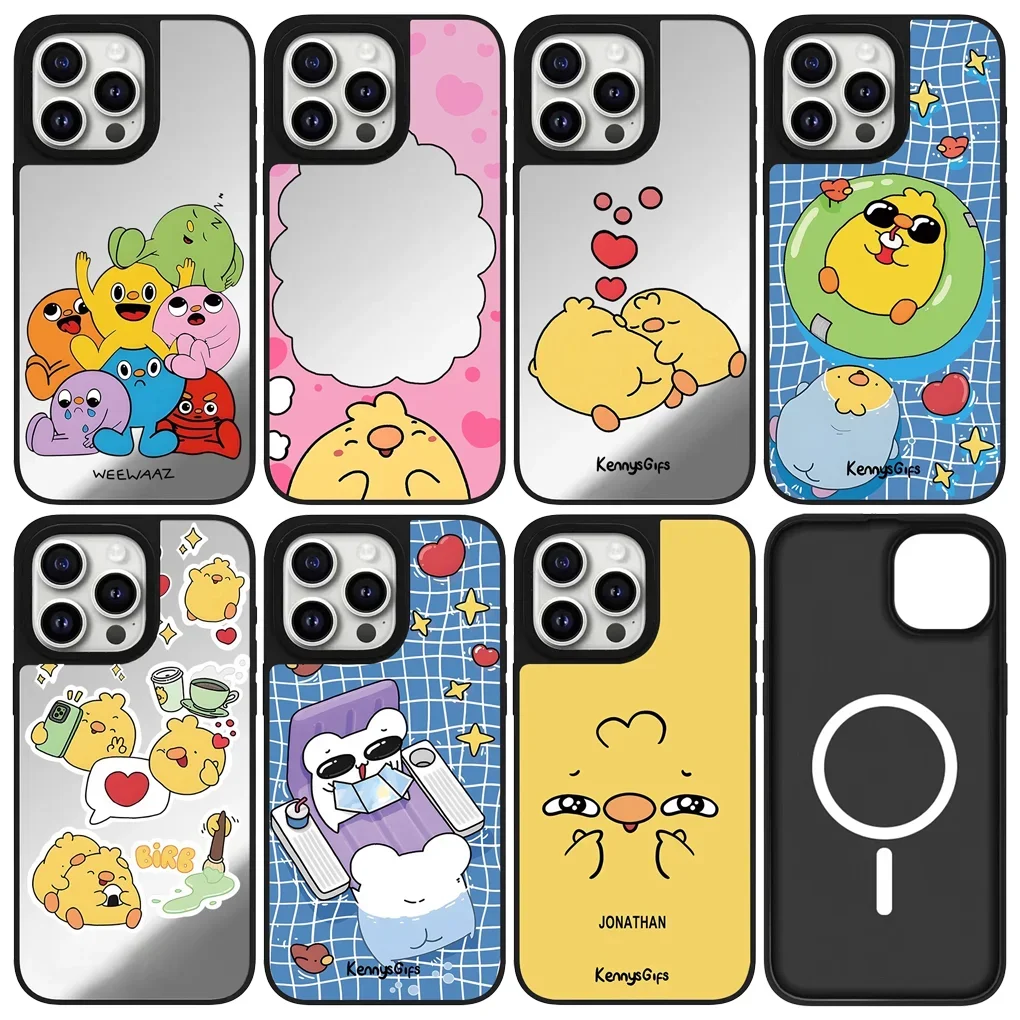 

Cartoon Chicks Mirror Magnetic Phone Case Cover for IPhone 11 12 13 14 15 16 Pro Max Case for IPhone 16 Pro Max