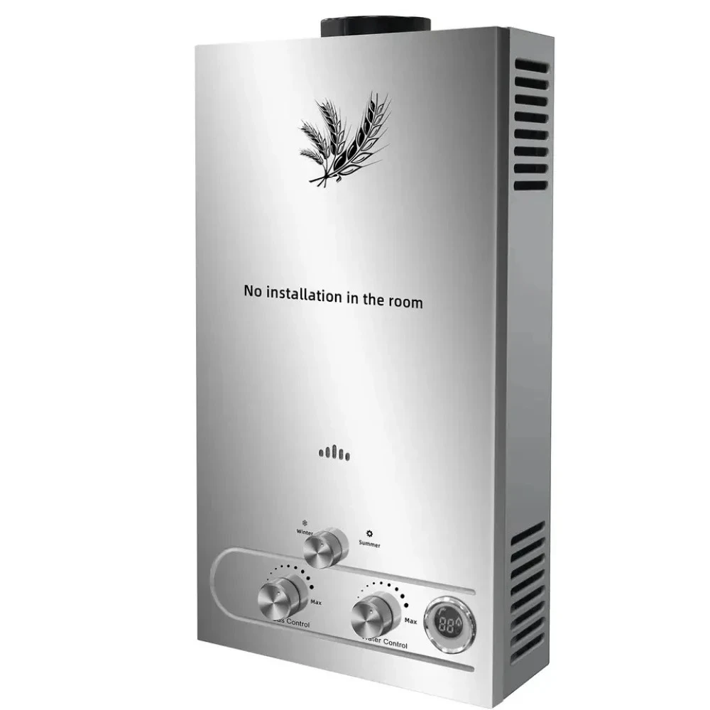 SIHAO 6L 8L 10L 12L 16L 18L LPG Gas Water Heater Liquefied Petroleum Gas Propane Butane Portable Instant Tankless Energy-Saving LED Display Safety Protection Smart Control for Outdoor Home Camping