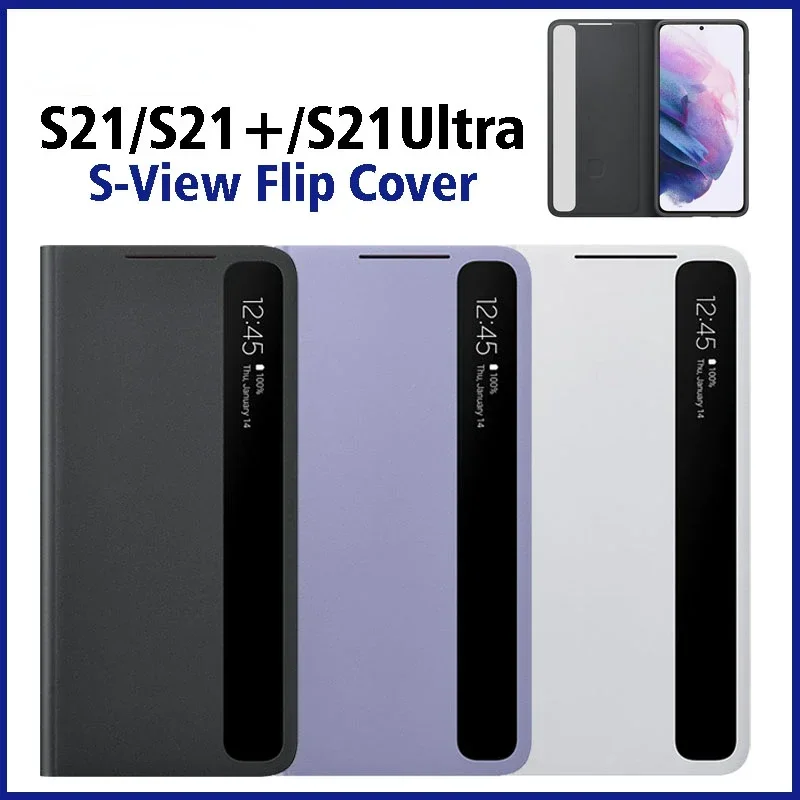 

Smart Clear View Cover for S21/S21+/S21 Ultra Flip Mirror Case For Samsung S21 Plus 5G Phone Cover S-View Cases EF-ZG998