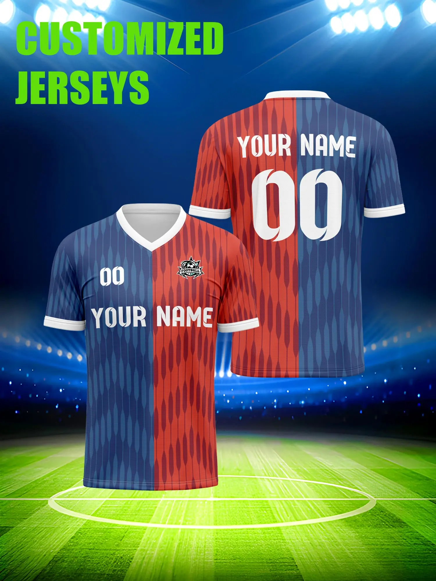 

Футбольная форма на заказ с индивидуальным изображением, номером и именем, официальным логотипом клуба.