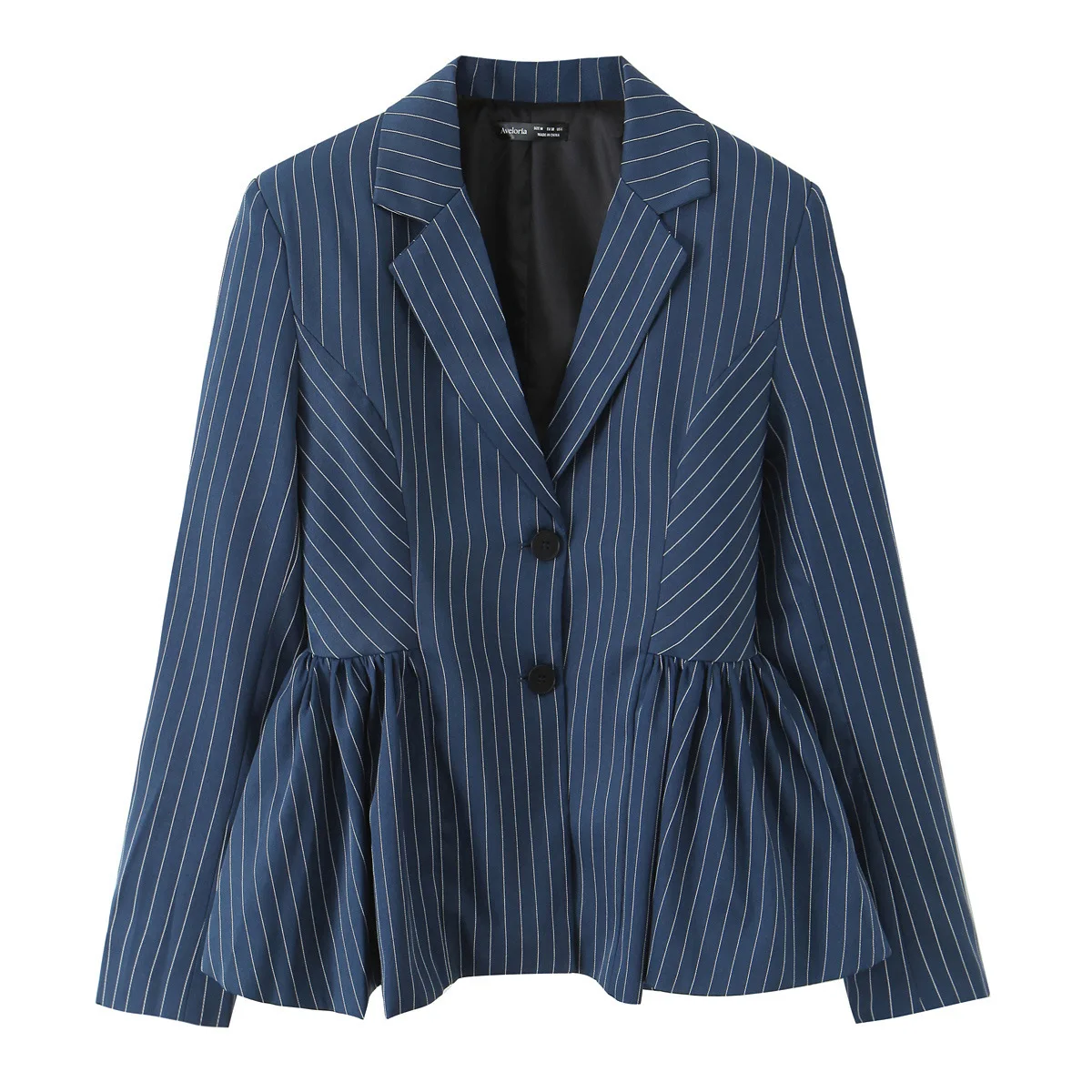

Office Lady Fashion Striped Blazer Luxury Lapel Long Sleeve Jacket Notched Collar Single Breasted Pleated Hem Striped Jacket