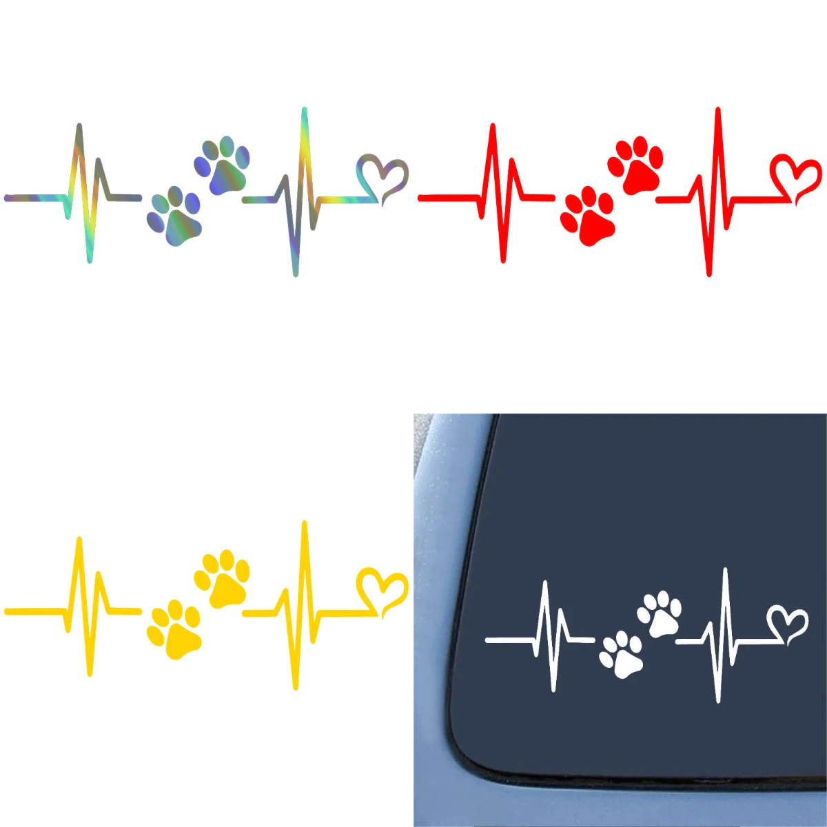 

Heartbeat Liveline Love Dog Paw Pet Theme Car Stickers For Auto Window Door Bumper Cover Scratches Waterproof Vinyl Decals