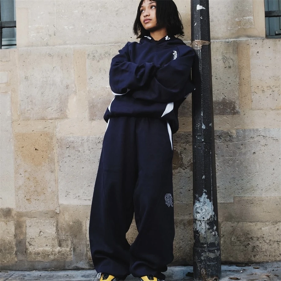 

Спортивный комплект Mertra Colorblo, повседневная свободная спортивная одежда, костюм из двух предметов, длинная толстовка с капюшоном све, спортивные штаны для мужчин и женщин