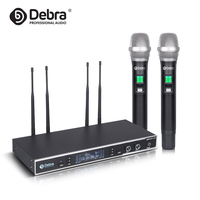 Debra TD-220 2 Channel UHF Wireless Microphone System - 2 Handheld/Lavalier Mics for Karaoke, Stage, Events, Professional Sound