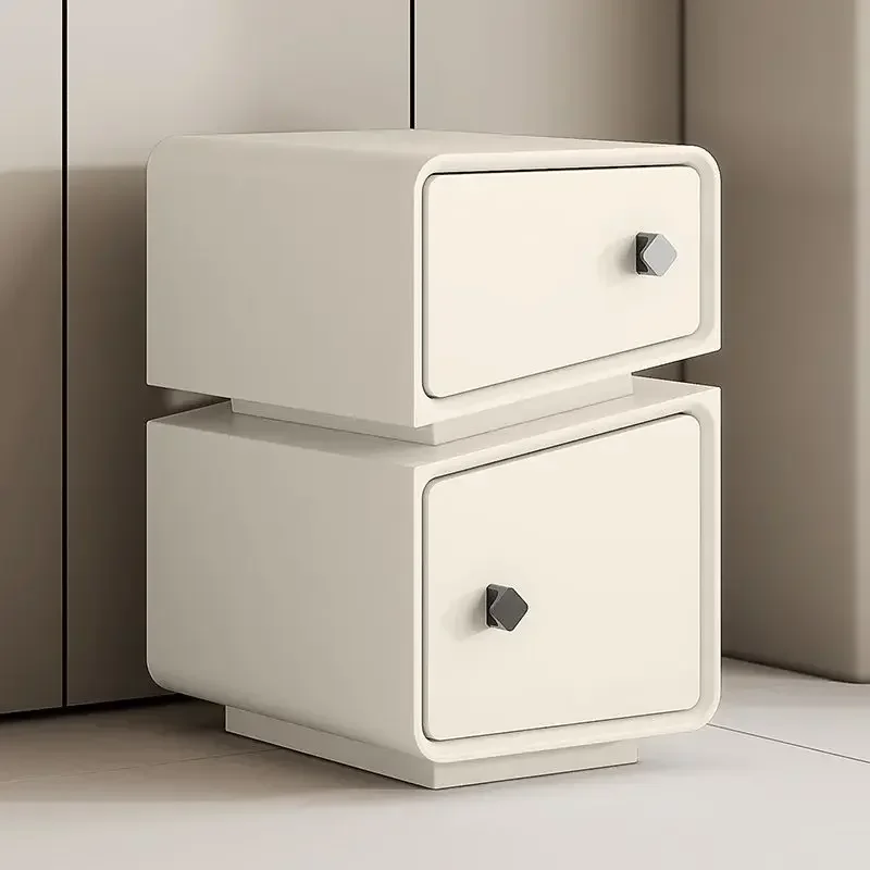 Simple black bedside table with drawers