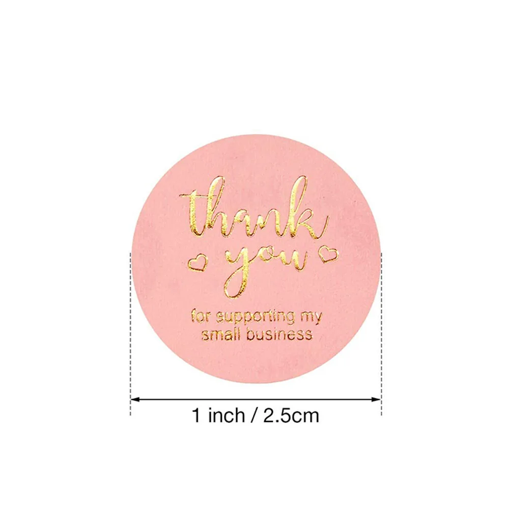 500pcs Gold Pink Thank You Stickers Kraft paper Seal Labels Small Business Supplies Handmade With Love Stickers for Gift Decor