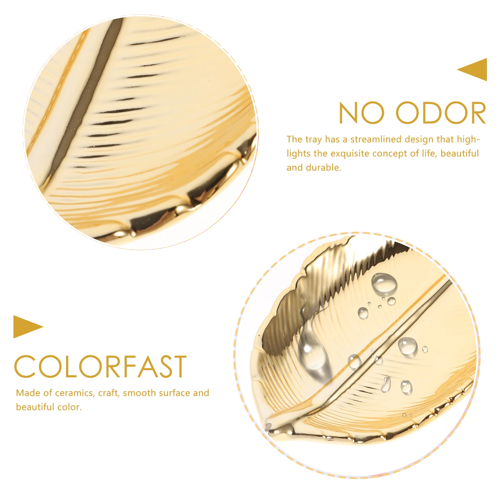 

Gold Ceramic Leaf Dish Jewelry Tray Streamlined Design Beautiful Color Home Decor Wedding Engagement Gift