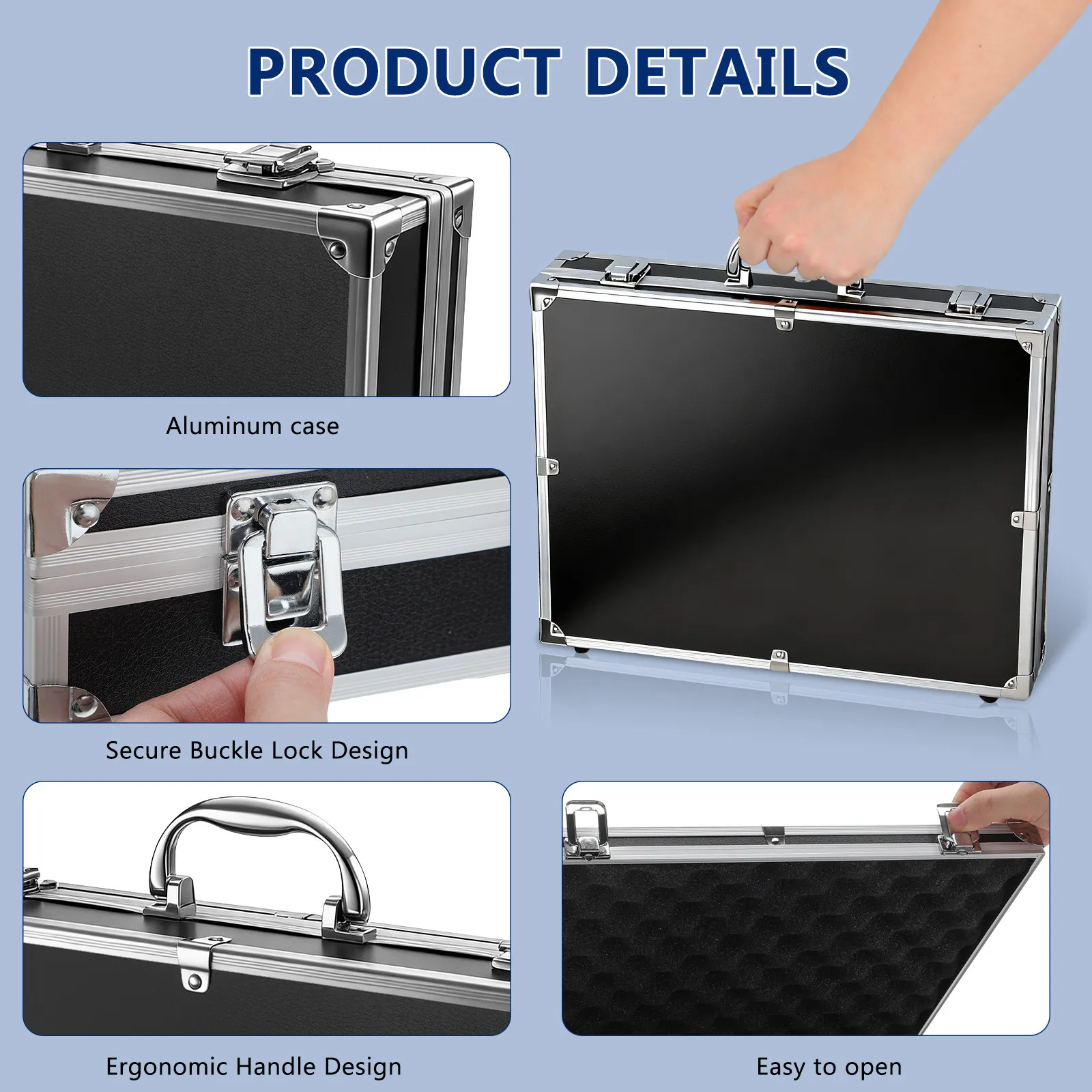 Portable Aluminum Alloy Tool Box Heavy Duty Large Capacity Storage Case for Tools Medicine First Aid Emergency Kit Home Office