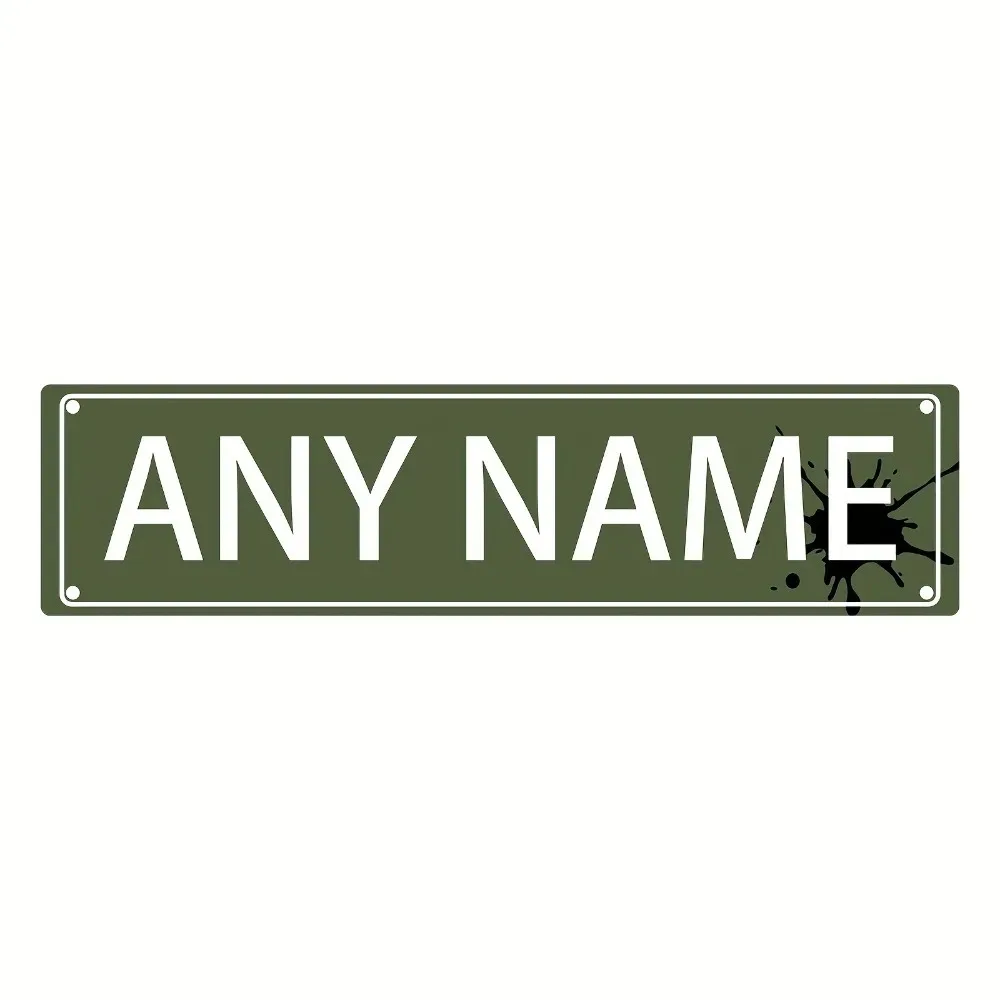 [CIFbuy][2D Flat]Custom Olive Green Ink‑Splash Aluminum Sign,Personalized Name Wall Decor(Only For Decoration)