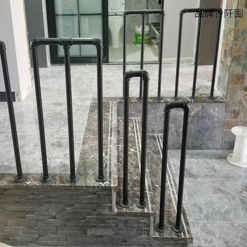 

Industrial style wrought iron personalized staircase handrail bar loft guardrail indoor m type retro balcony railing