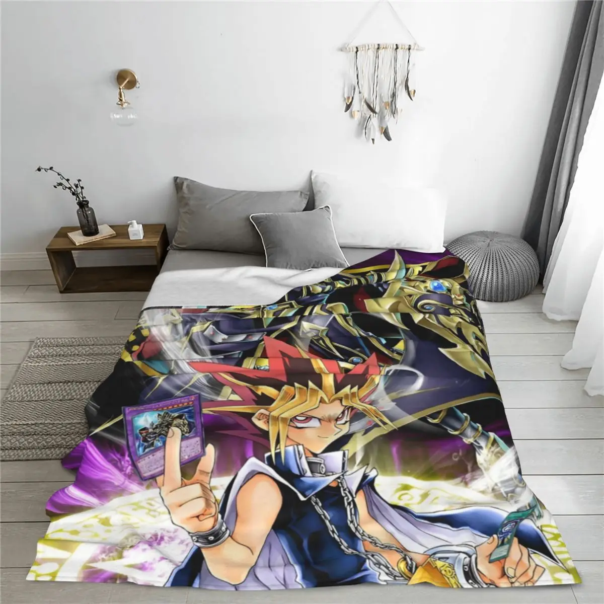 YuGiOh! Card Game Anime Fleece Throw Blankets Yugi Muto Cartoon Blanket for Bedding Outdoor Super Soft Bedspread