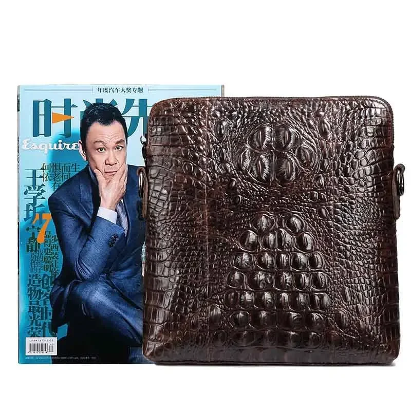 NEW Men's High Quality Genuine Leather Messenger Bag Alligator Retro Fashion Travel Man Head Layer Cowhide Shoulder Bags Handba