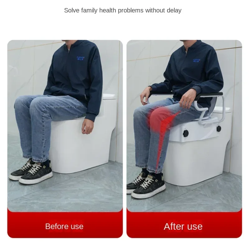 Elderly Pregnant Women Toilet Booster with Seat Cushion Lavatory Place Assist Stand Up Device 3 Speed Adjustment Safety Rails