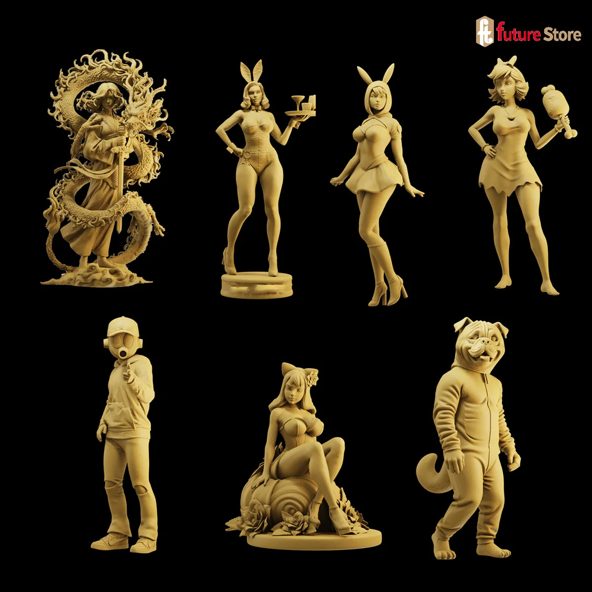 

3D Print Miniature 1/64 1/43 1/35 COS Characters Beauty Girl Male Figure Model Scene Mini Dolls Figurine Prop Crafts Decor