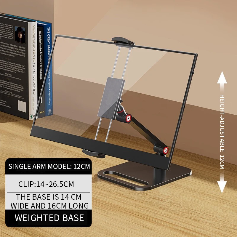 Adjustable Monitor Holder Height 360 Rotating Portable Bracket Tablet Vesa Free Standing Low Profile Desk Mount Clip up to 30cm