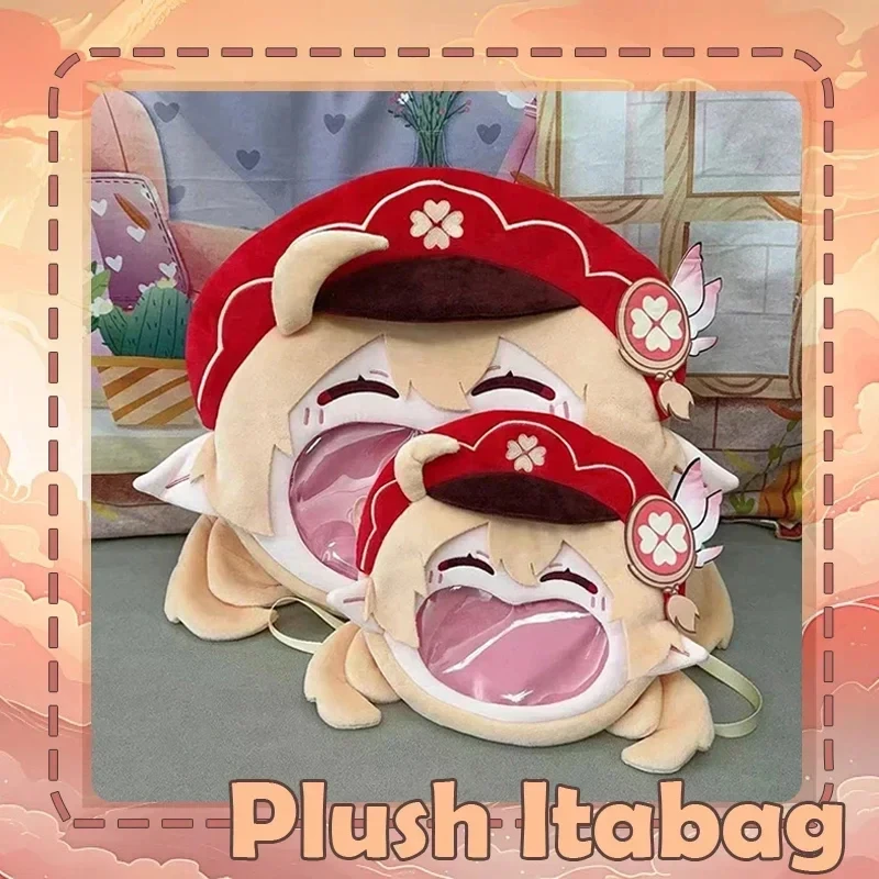 

Game Genshin Impact Klee Cosplay Plush Bag Big Mouth Laugh Face Transparent Itabag Backpack Anime Cartoon Crossbody Shoulder Bag