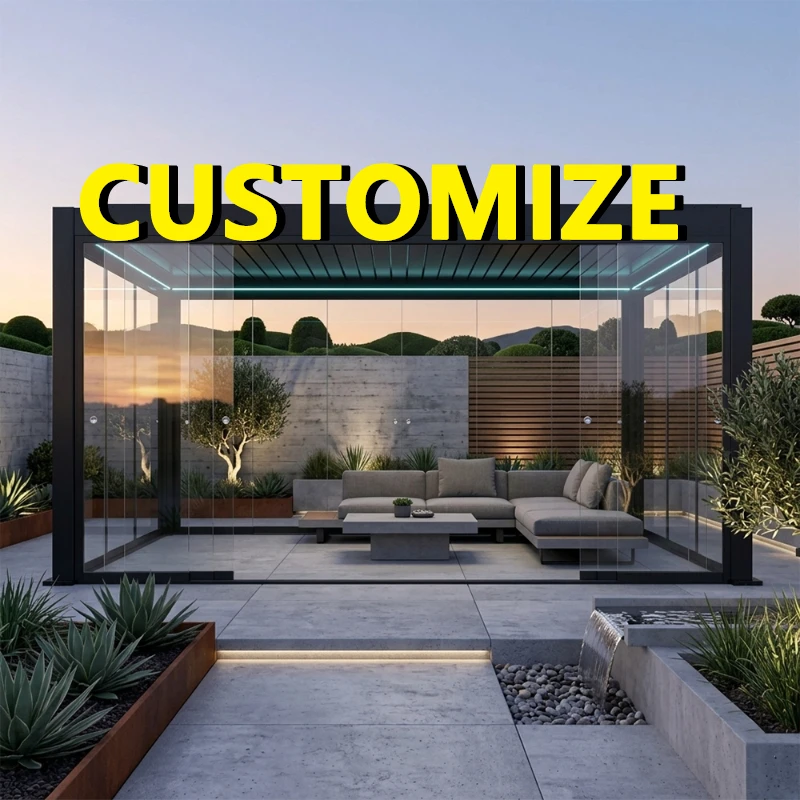

Any Size Custom Customizable Glass Sunroom Aluminum Frame Outdoor Patio Enclosure Concealed Drainage System Four Season Room