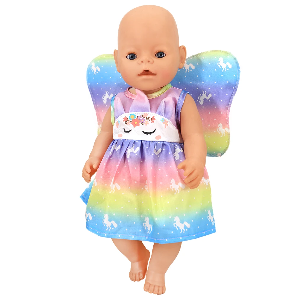 Doll Unicorn Cartoon Clothes for 17-18 Inch Doll 43cm Baby New Born Clothes 18 Inch Doll accessories Holiday And Birthday Gift