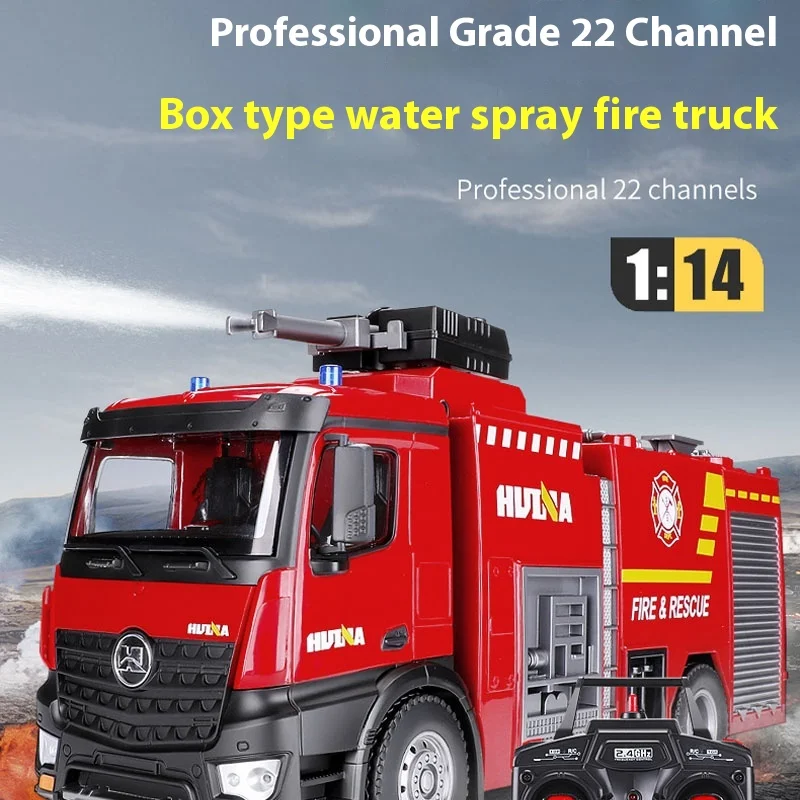 Huina 1:14 22ch Fire Fighting Sprinkler 1562 Simulation Box Type Elevator Electric Remote Control Rescue Fire Truck Boy Toy