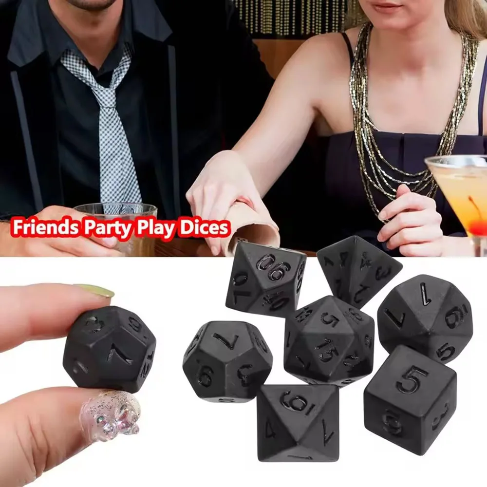 

7pcs/set New Black Dices, Polyhedric Digital Dice Kit with Black Font for TRPG RPG D20 D12 D10 D8 D6 D4, Board Game