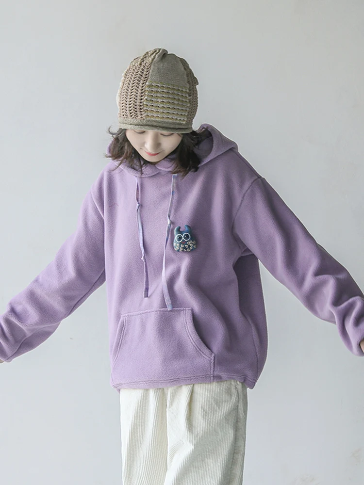 

Утепленная шерстяная флисовая толстовка с капюшоном для женщин, повседневная, универсальная, из полиэстеровой ткани, с защитой от пыли, с длинными рукавами, свободного кроя