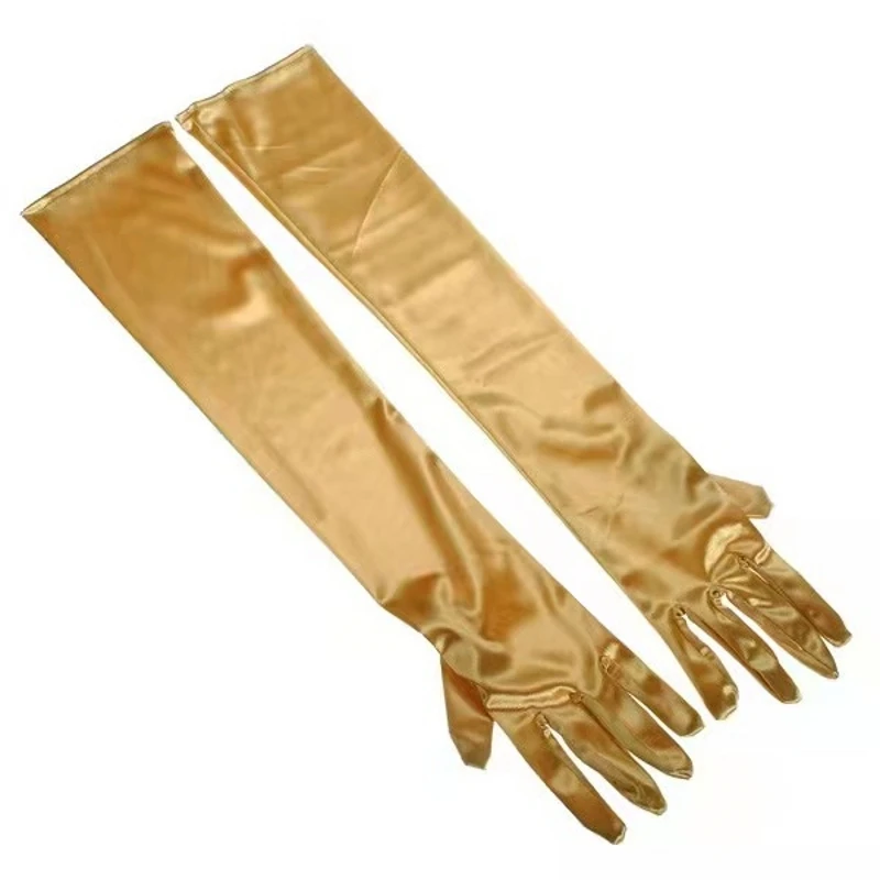 Women's Evening Party Formal Gloves Solid Satin Long Finger Mittens for Events Activities Red White Rose Color Party Cosplay image 4