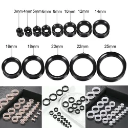 2pcs 3-25mm Silicone Ear Tunnels and Plug Jewelry Black White Ear Gauges Expander Women Hollow Earring Piercing Body Jewelry