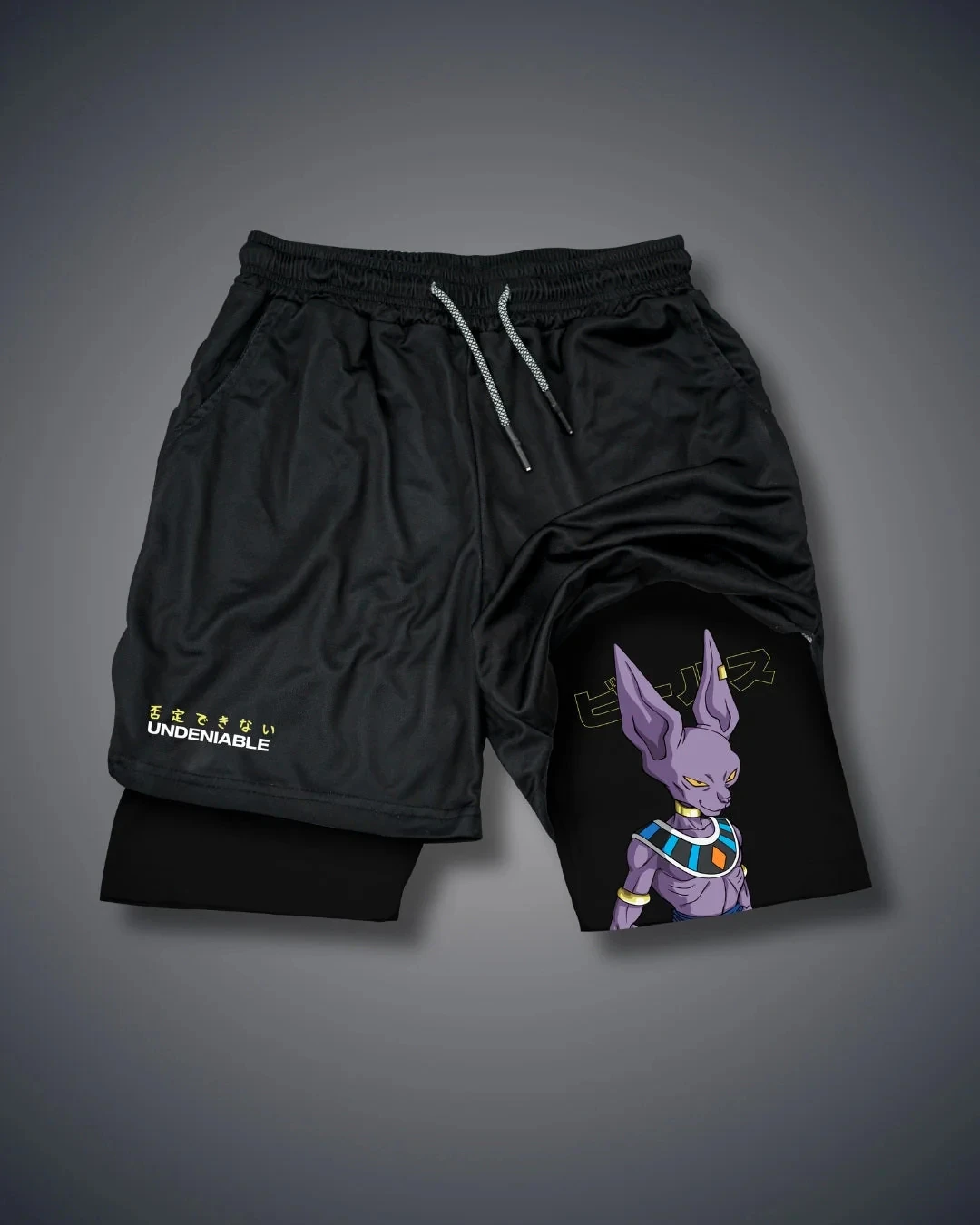 ​ ​ Pantalones cortos de entrenamiento para hombre con licencia oficial de Dragon Ball, algodón negro, estampado gráfico de Goku, emblema escolar de tortuga, cintura elástica ​